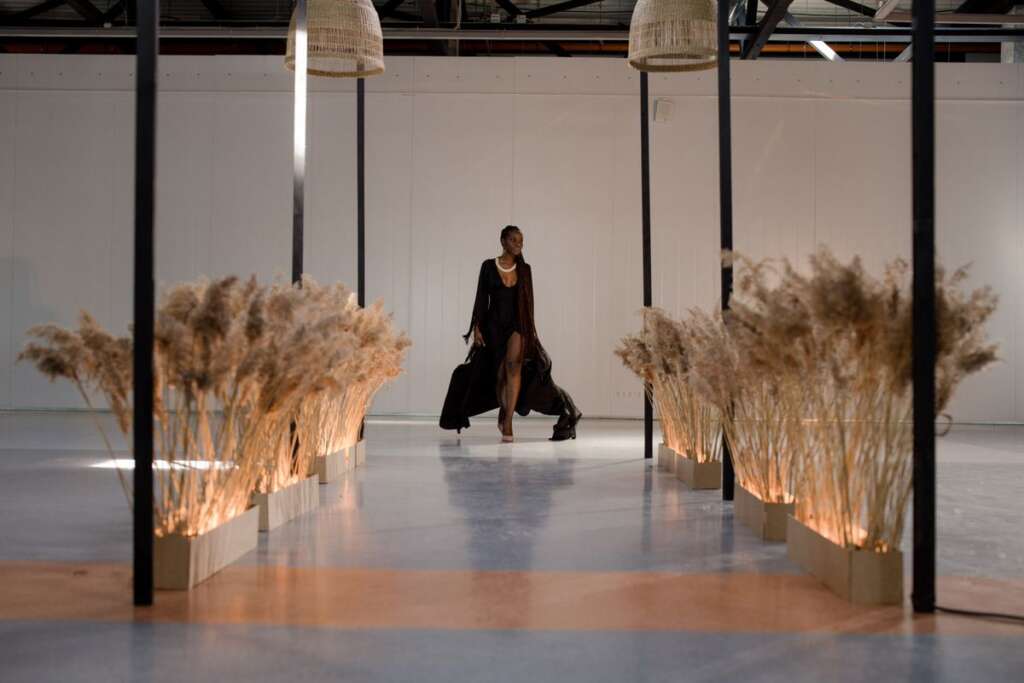 Minimal runway decorated with pampas grass
